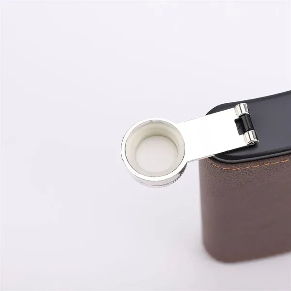 8Oz. Customizable Leather-Wrapped Hip Flask
