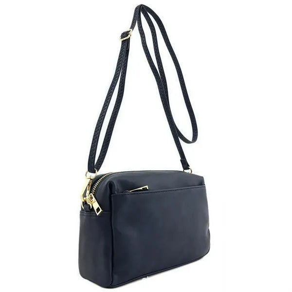 Fashionpuzzle Triple Zip Small Crossbody Bag