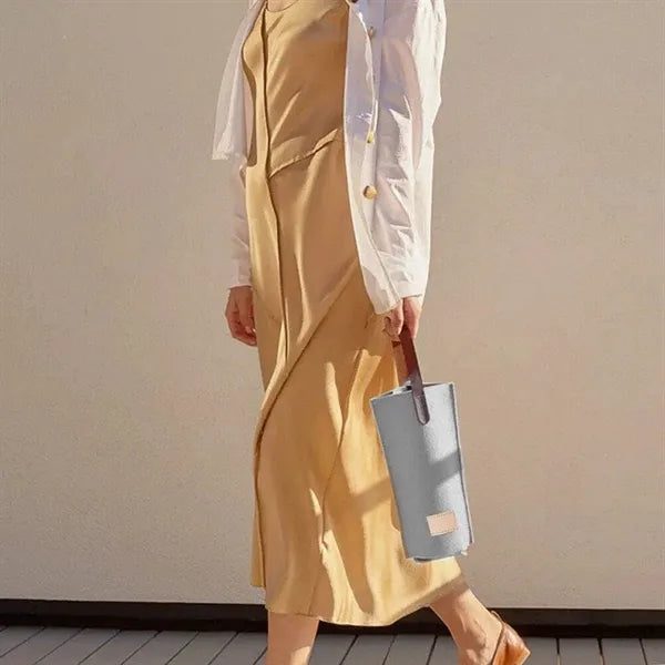Portable Felt Wine Carrier Tote Bag with PU Leather Handle
