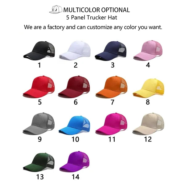 Classic Foam Mesh Back Trucker Hats Embroidery 5 Panel Cap