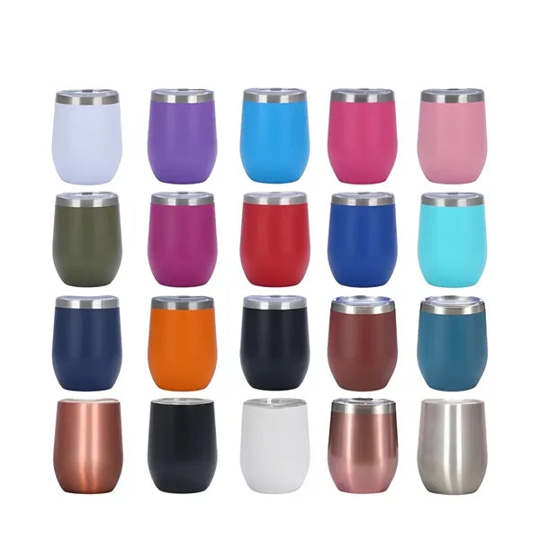12 Oz Stemless Wine Tumbler W/Lid
