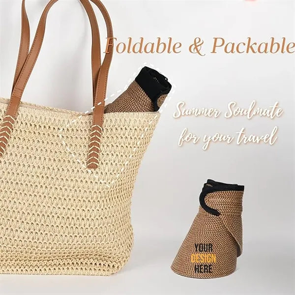 Women'S Straw Beach Sun Hat Upf 80+