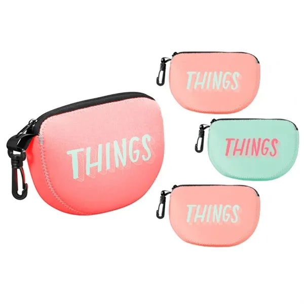 U-Shaped Neoprene Purse With Zippered Coin And Key Bag