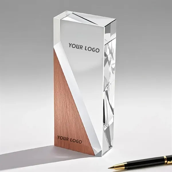 Wood Crystal Award Engraved
