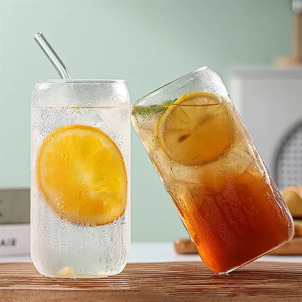 16oz Drinking Glasses with Bamboo Lids and Straw