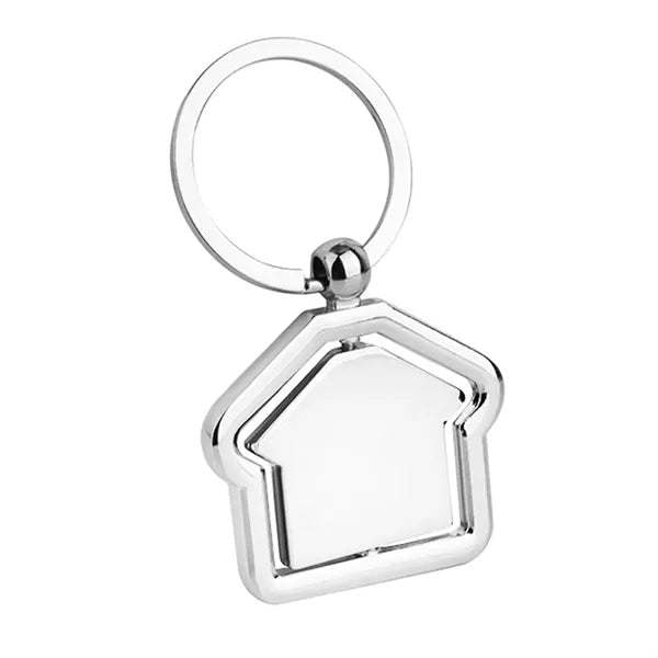 Metal Rotate House Shape Keychain