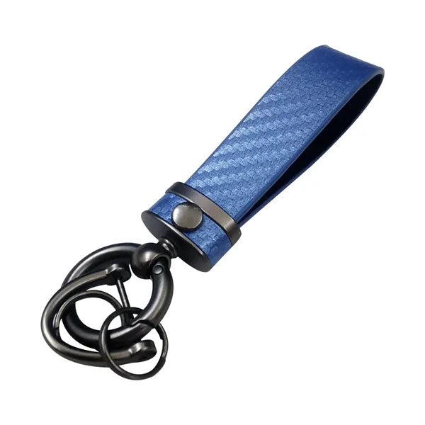 Carbon Fiber Leather Metal Keychain