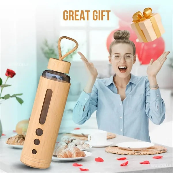 19oz Glass Water Bottle with Bamboo Sleeve