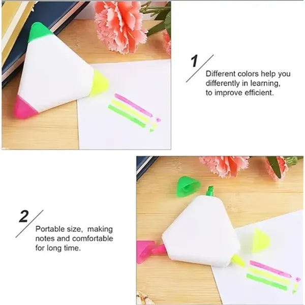 3-In-1 Portable Triangle Three-Color Highlighter Marker Pen