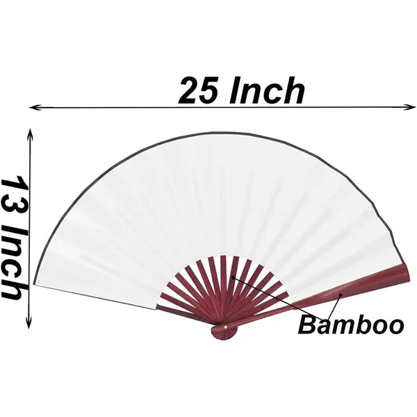 Traditional Bamboo Hand Fan - Premium Silky Fabric