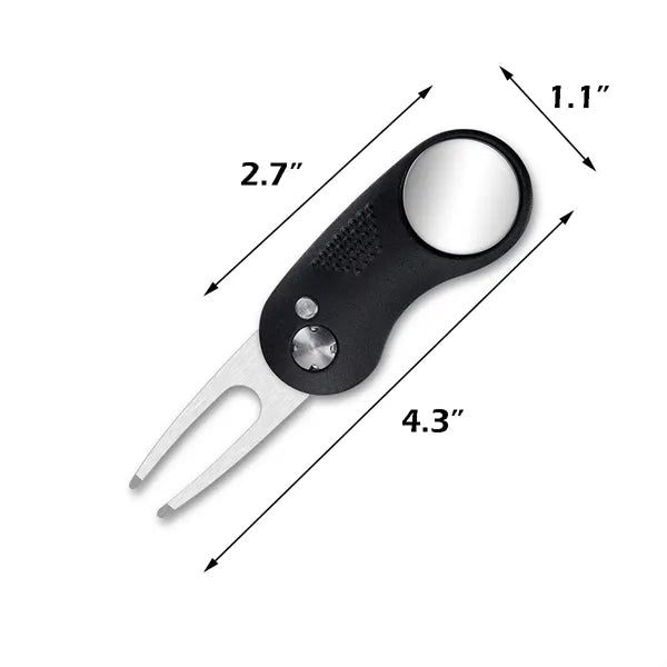 Fold-Out Golf Divot Tool With Magnetic Disc