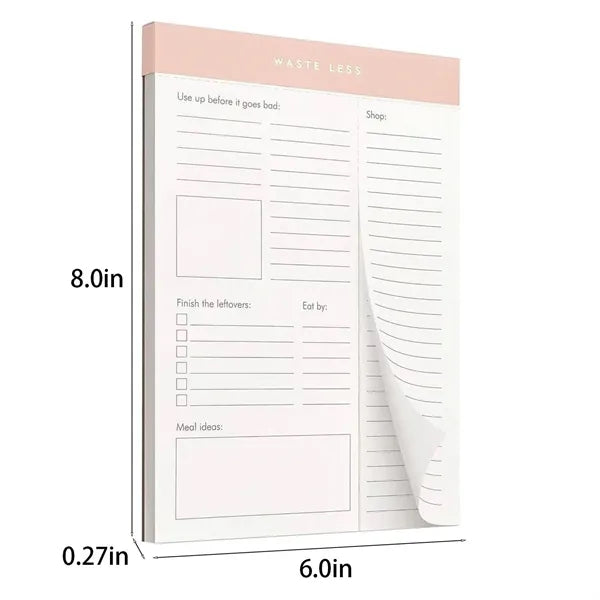 Magnetic Meal Planner Grocery List Notepad for Fridge