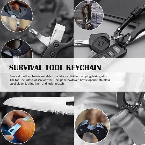 5-in-1 Multitool Carabiners Survival Tool Keychain