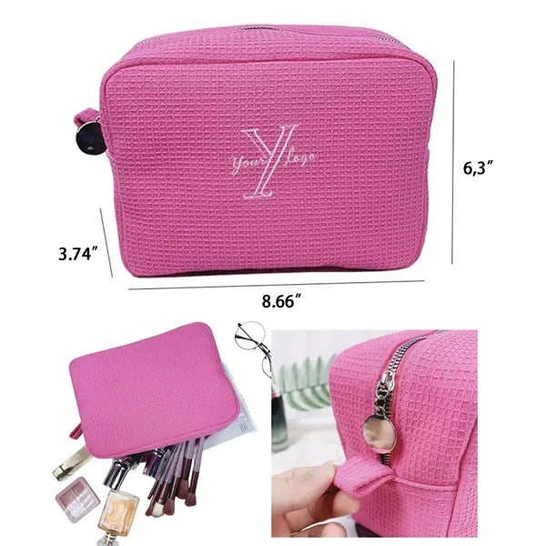 Simple Waffle Large Capacity Portable Cosmetic Bag