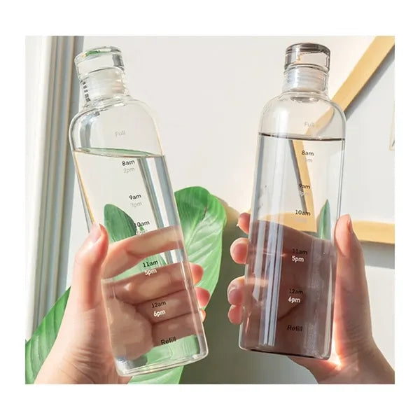 25oz Borosilicate Glass Time Marker Water Bottle