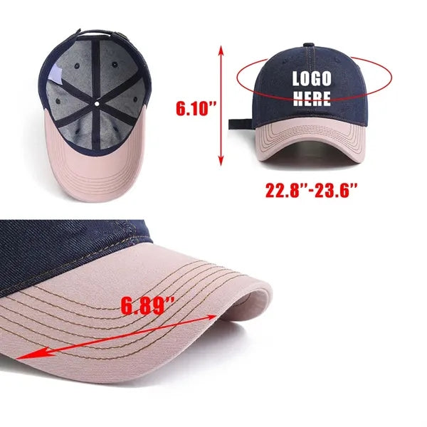 Embroidered Sporty Casual Denim Baseball Cap
