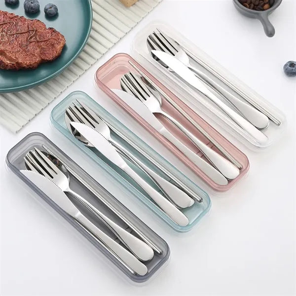 Portable Stainless Steel Cutlery Set with PP Storage Case