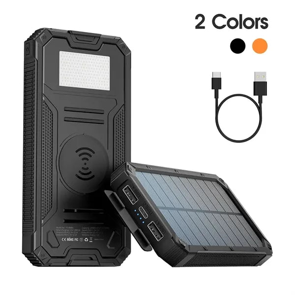 20000 mAh Outdoor Solar Power Bank with Wireless Charger