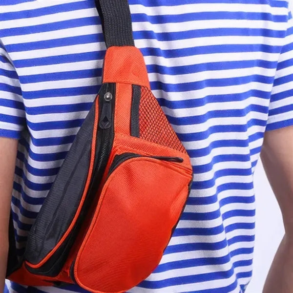 8" Nylon Fabric Durable Zipper Haversack wl Mesh Pocket
