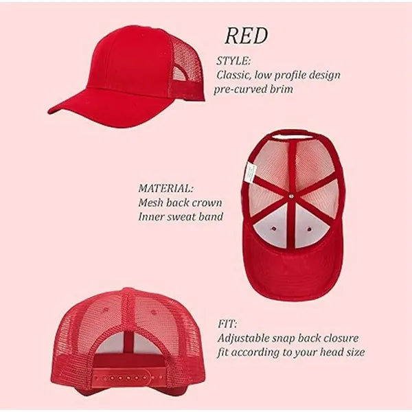 6" Size Adjustable Mesh Peaked Cap Multi Color Optional
