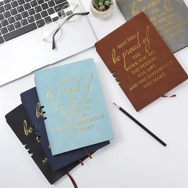 Inspirational Leather-Bound Pen Loop Event Notebook