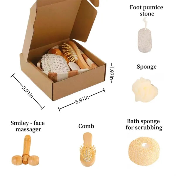 Romantic Wooden Bath Set with Massager for Hotel Amenities