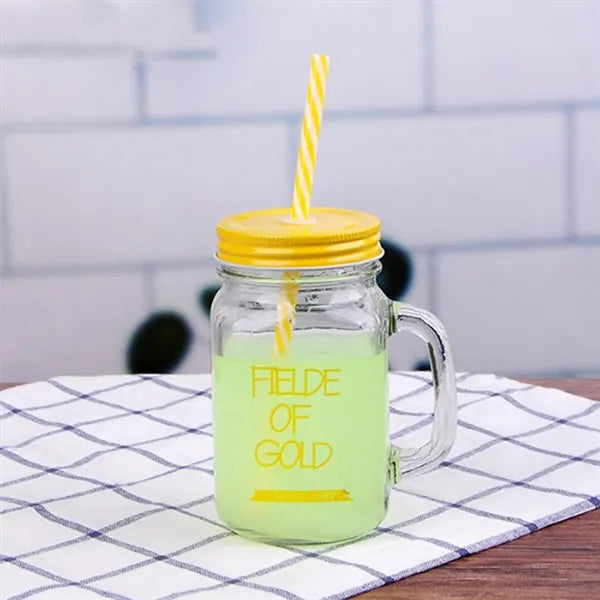 Mason Jar mug with Lid and Straw