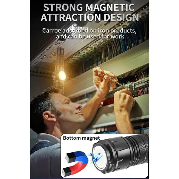 Strong Light Long-Range Flashlight Aluminum Alloy Magnetic