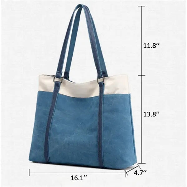16 oz. Canvas Two-Tone Handbag Shoulder Tote Bag