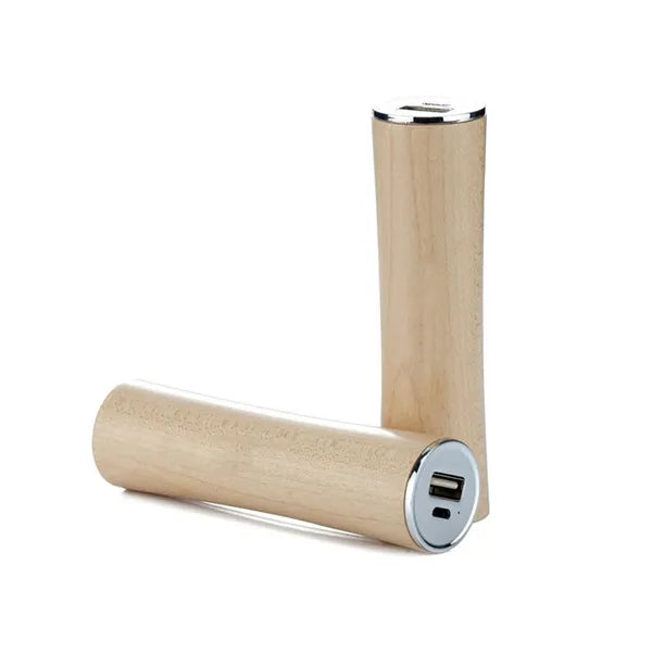 2000mah Bamboo Wood Cylinder Power Bank Lipstick Shaped