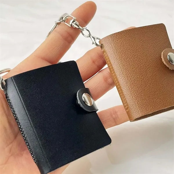 Portable Pu leather travel mini photo album with keychain
