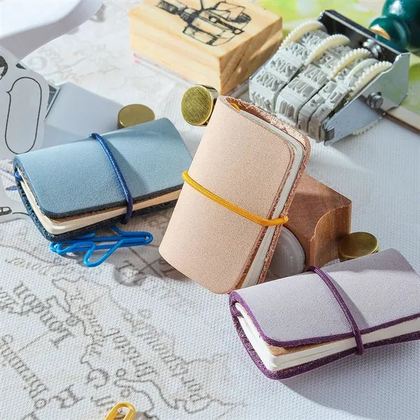 Portable travel journal handmade leather cover mini notebook
