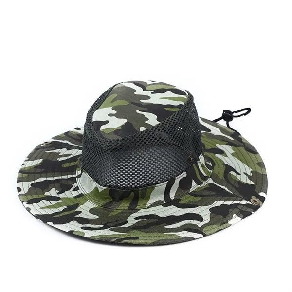 Mens Fishing Hat Wide Large Brim Sun with Camouflage