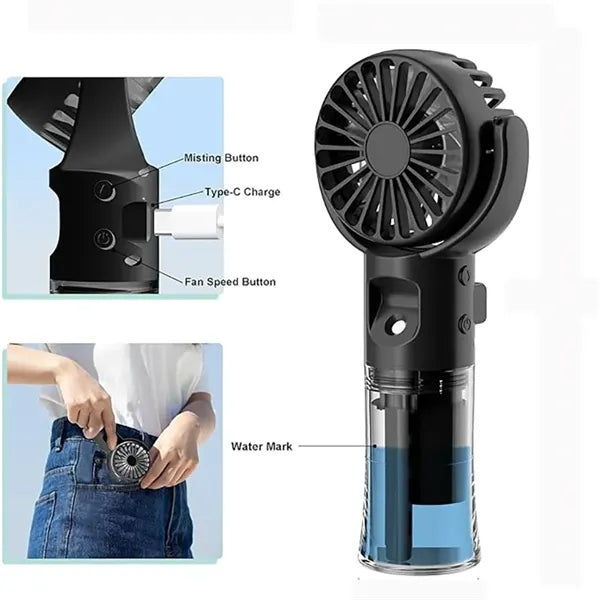 Adjustable Rotating Head ABS Spray Fan W/ Hanging Rope