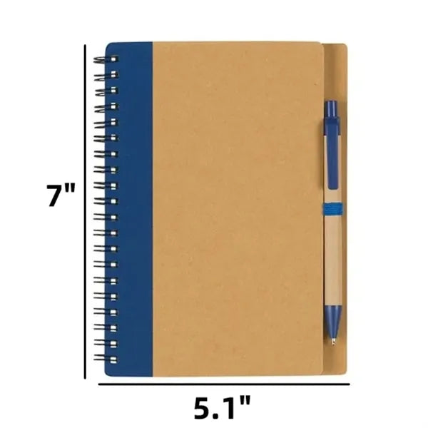 Eco-friendly spiral notebook and black ink pen