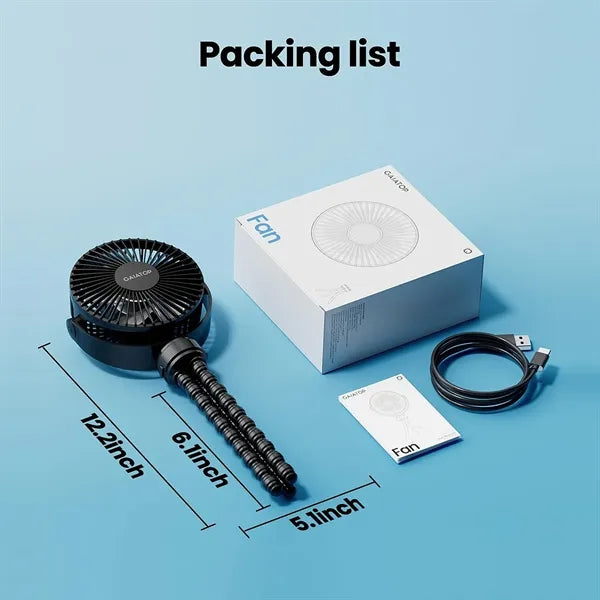 Mini Rechargeable 3 Speed Clip Fan 360 Tripod