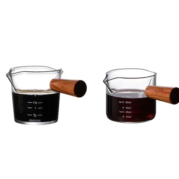 3oz.Italian Coffee Cup Mini Wooden Handle Glass Milk Jugs