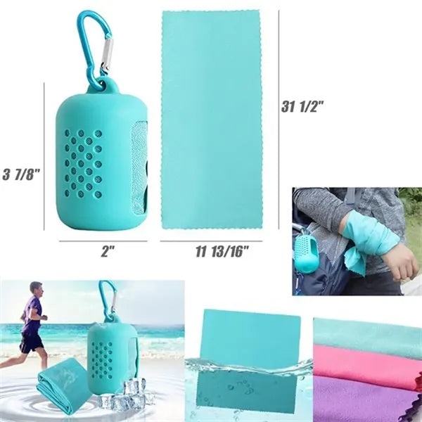 Summer Portable Silicone Case Cooling Towel