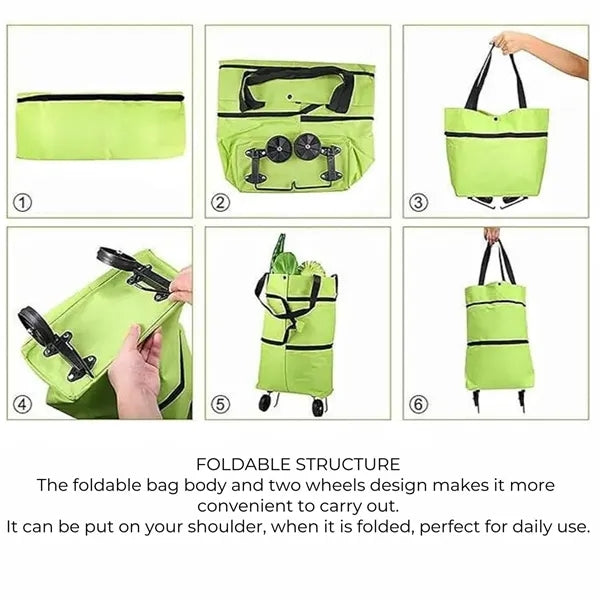 Folding Shopping Pull Cart Trolley Bag With Wheels