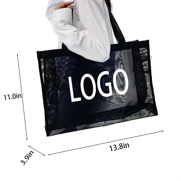 Letter Print Shoulder Bag Transparent Tote Travel Handbag