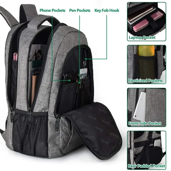 Heavy Duty Travel Laptop Backpack with USB Charging Port