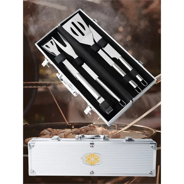 Grill Master 4-Piece BBQ Set in Aluminum Case