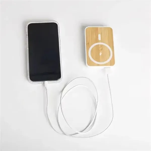 5000mAh Eco-Friendly Bamboo MagSafe Power Bank