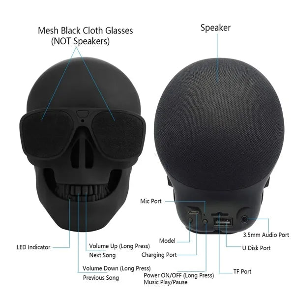 Skull Bluetooth Speaker TWS Stereo Resin Portable