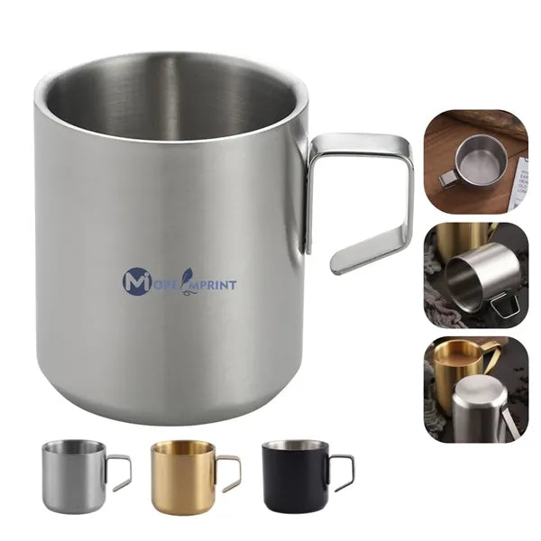 Stainless Steel Camping Mug Double Wall Brushed Metal Cup