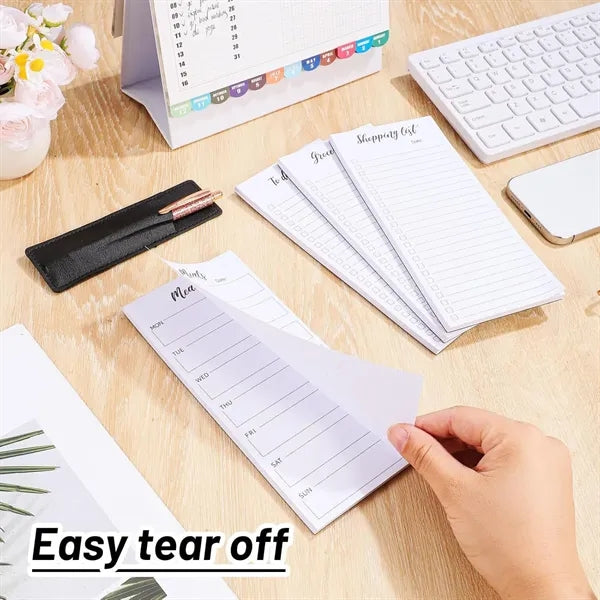 4 Pack Magnetic Fridge Notepad Set w/ Pen Holder