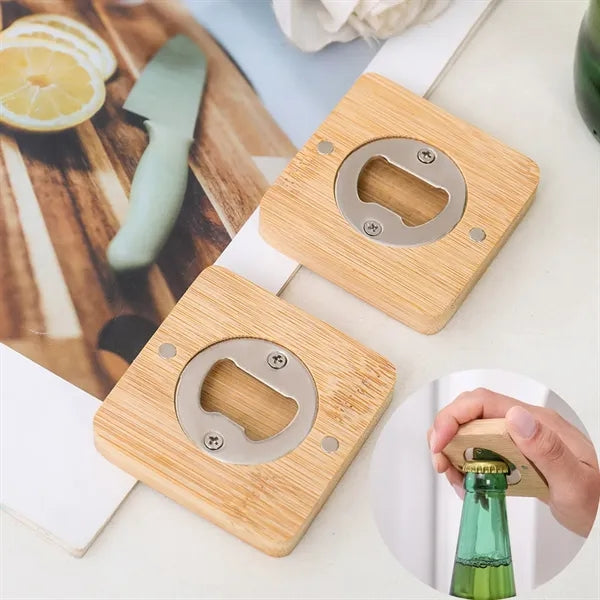 Wood Bamboo Refrigerator Fridge Magnet Beer Bottle Opener