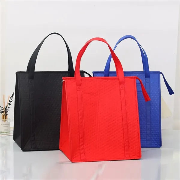 Nonwoven Insulated Cooler Tote Bag w/Zipper Liner