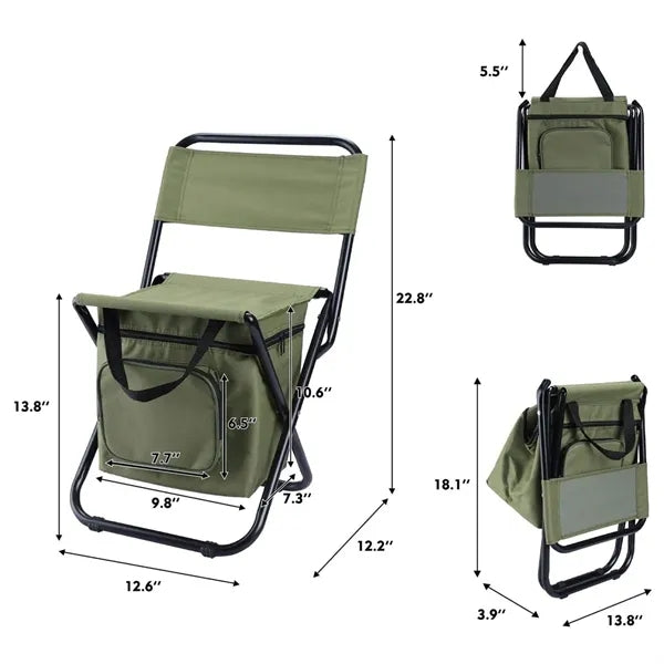 Foldable Fishing Chair with Cooler Bag