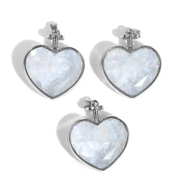 Faceted Heart Glass Crystal Bottle Pendant, Neckalce